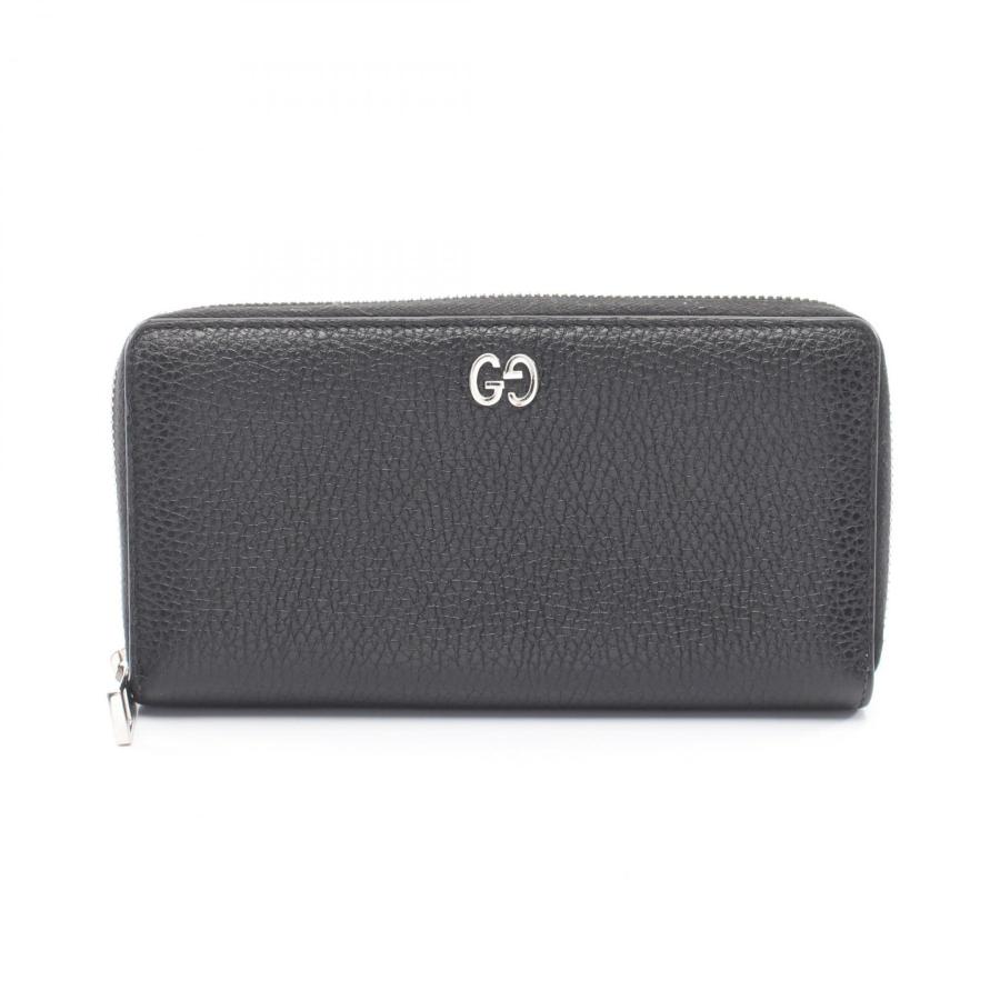 GUCCI（グッチ） GGメタル ブランドオフ レザー ラウンド長財布 レザー