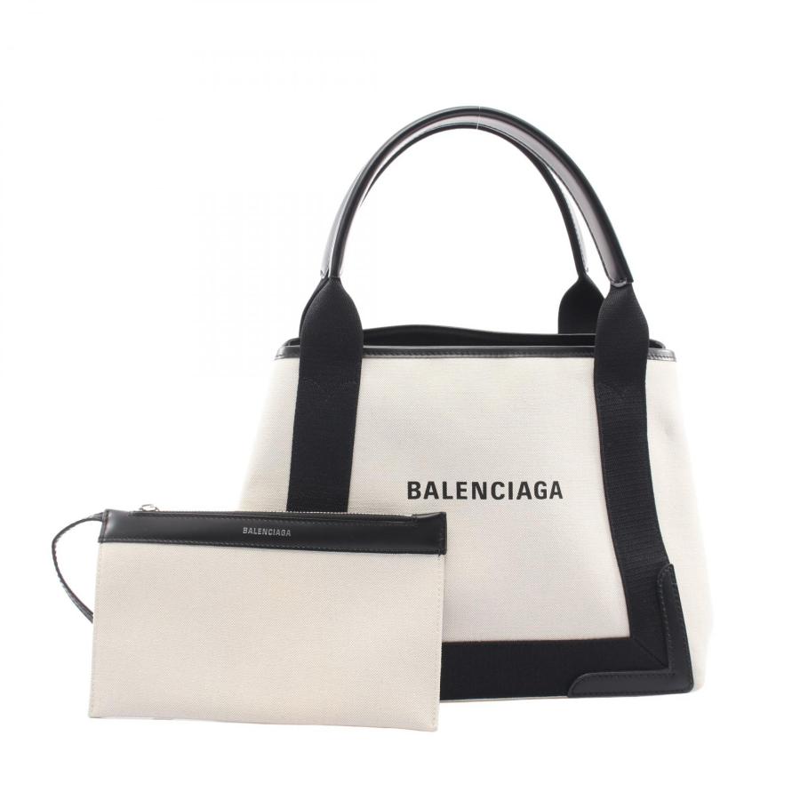 【美品】バレンシアガ ネイビーカバ S トートバッグ キャンバス レザー BALENCIAGA（バレンシアガ） NAVY CABAS S ネイビーカバ ブランドオフ
