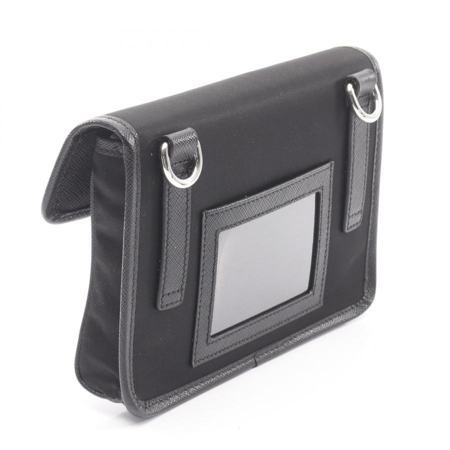 プラダ PRADA RE NYLON TESSUTO+SAFFIANO スマホケース ショルダーバッグ バッグ ナイロン サフィアーノレザー メンズ ブラック系 2ZH1082DMHF0002 【新品】 PRADA（プラダ） RE NYLON TESSUTO+SAFFIANO スマホケース ブランド