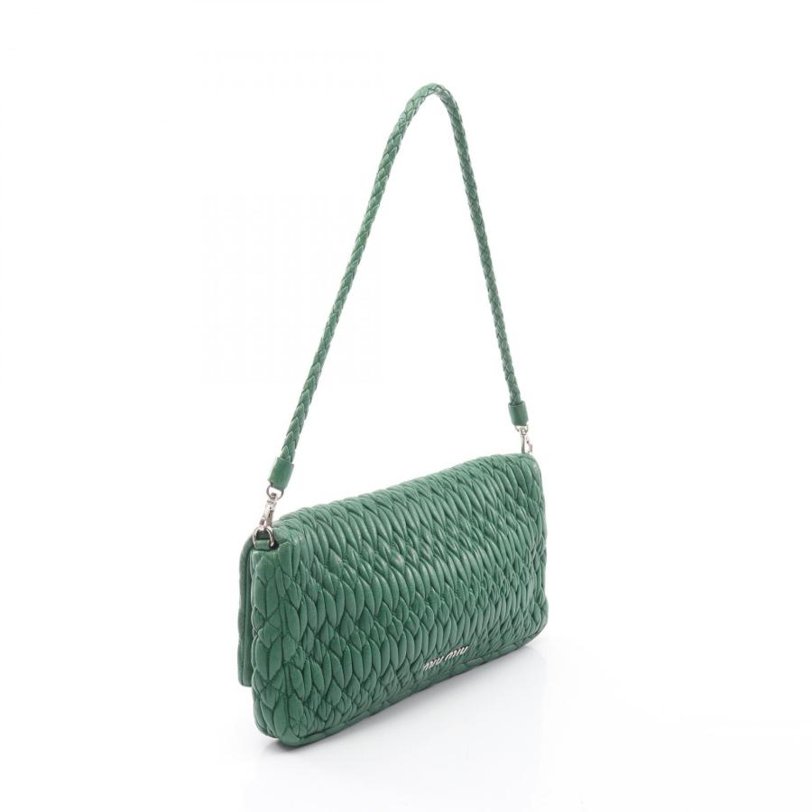 お*宝様 miumiu ショルダーバッグ レザー製 ビンテージ エメラルドグリー ミュウ マテラッセ クリスタル クラッチ ショルダーバッグ ブランド