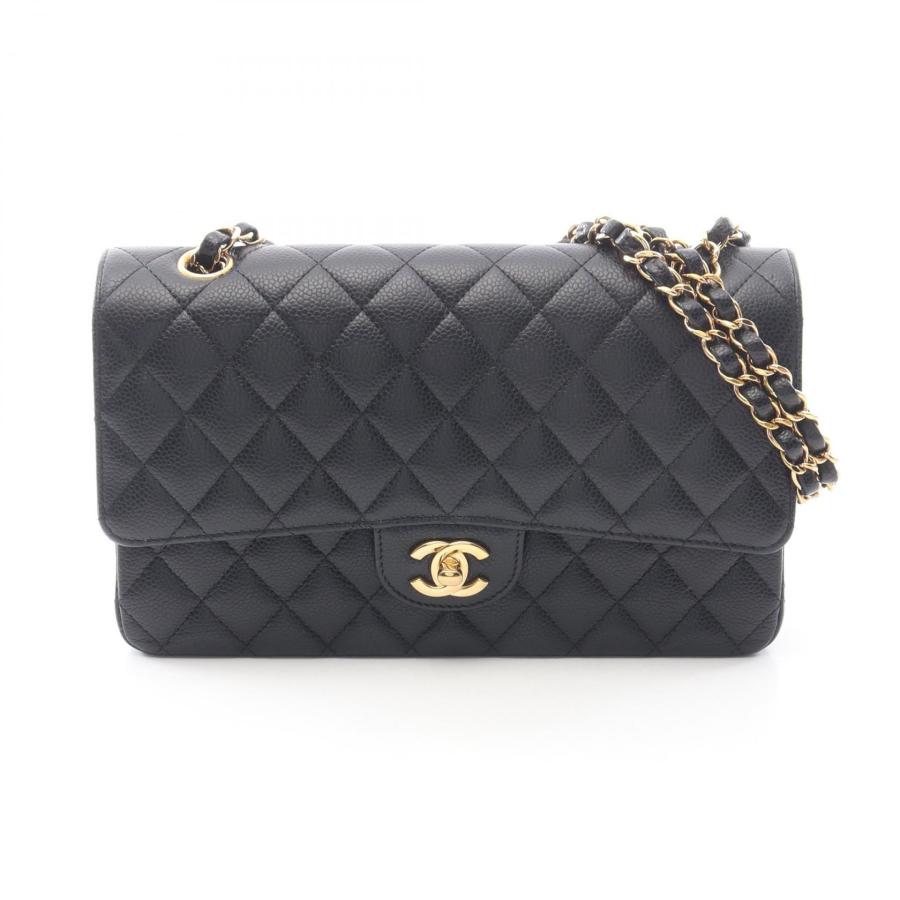 シャネル CHANEL マトラッセ Wフラップ ショルダーバッグ バッグ キャビアスキン(グレインドカーフ) レディース ブラック系 【中古】 CHANEL（シャネル） マトラッセ Wフラップ ブランドオフ キャビア