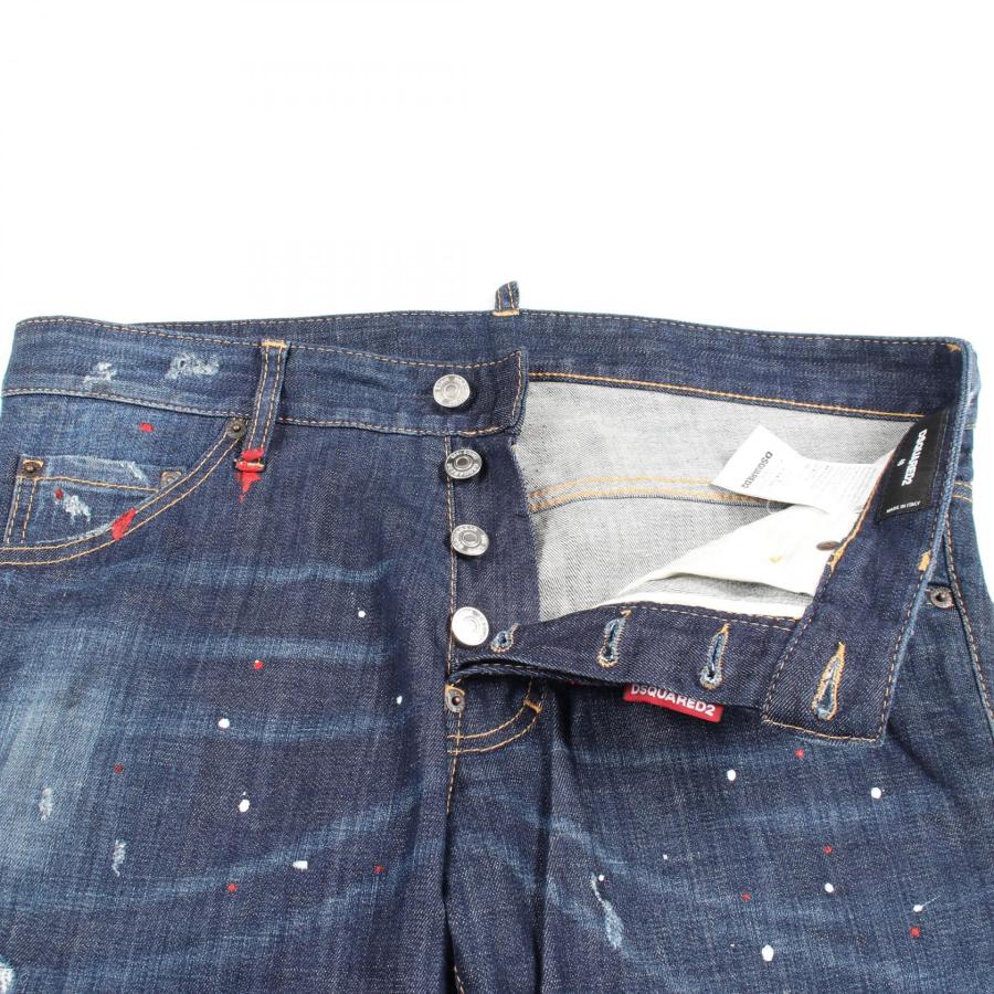 ディースクエアード DSQUARED2 Cool Guy Jean ダメージ加工 ペイント加工 ボタンフライ デニムパンツ 衣料品 ボトムス コットン メンズ ネイビー系 S74LB0202 【中古】 DSQUARED2（ディースクエアード） Cool Guy Jean ダメージ加工
