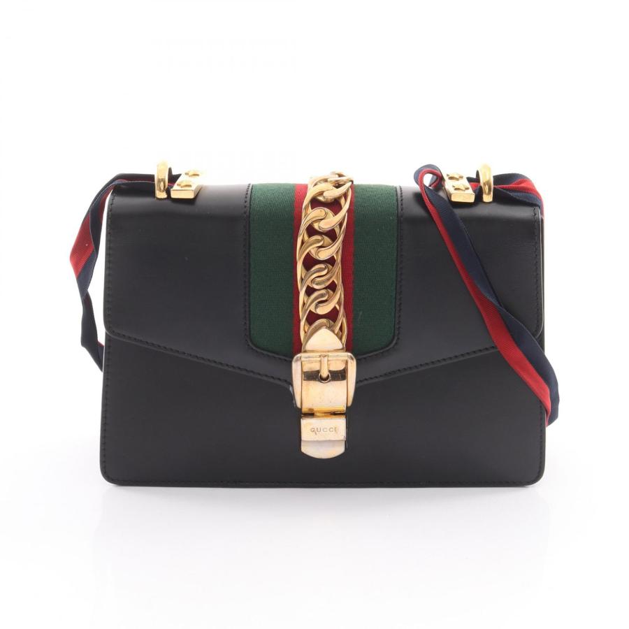GUCCI（グッチ） シルヴィ スモール ウェブライン ブランドオフ レザー