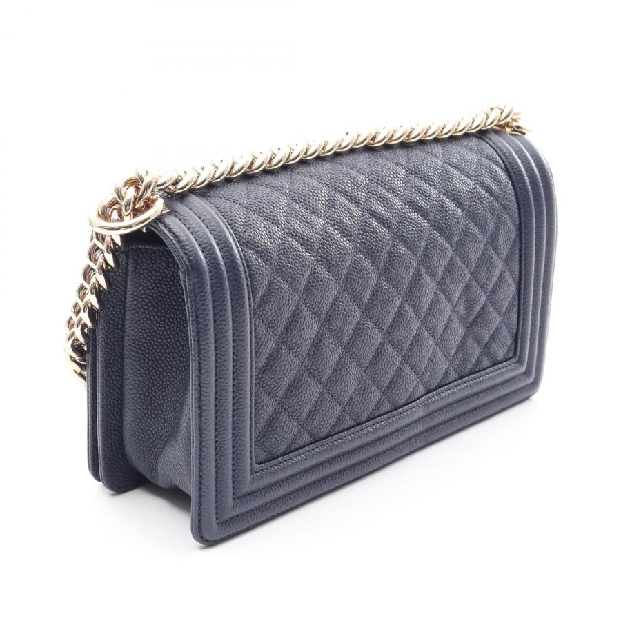 【美品】CHANEL ボーイシャネル キャビアスキン ミディアム ダークグレー CHANEL（シャネル） ボーイシャネル ブランドオフ キャビアスキン(グレ