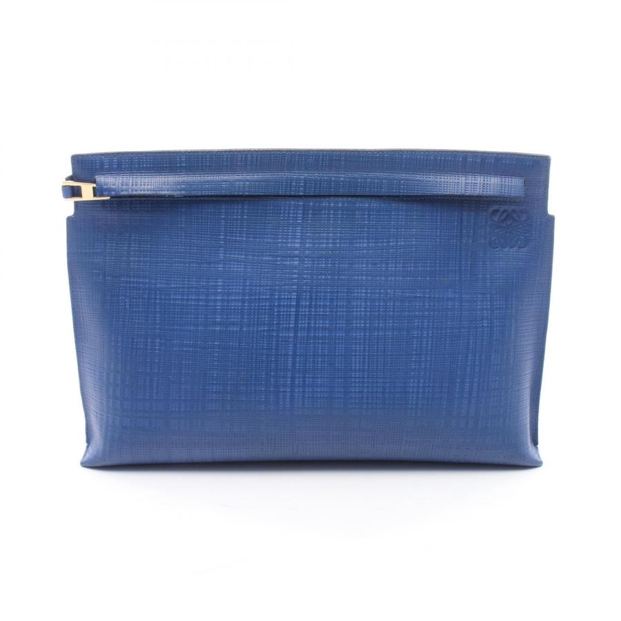 【希少サイズ】ロエベ Tポーチ ミニ クラッチ レザー アナグラム スペイン製 LOEWE（ロエベ） Tポーチ アナグラム リネン ブランドオフ レザー