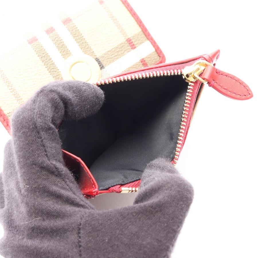【美品】バーバリー 折り財布 ノバチェック キャンバス×レザー ラウンドジップ BURBERRY（バーバリー） ノバチェック ブランドオフ レザー 三つ折り