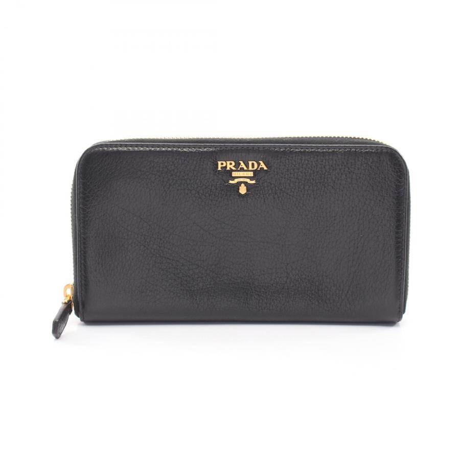 PRADA（プラダ） CERVO ANTIC MET ブランドオフ レザー ラウンド長財布 
