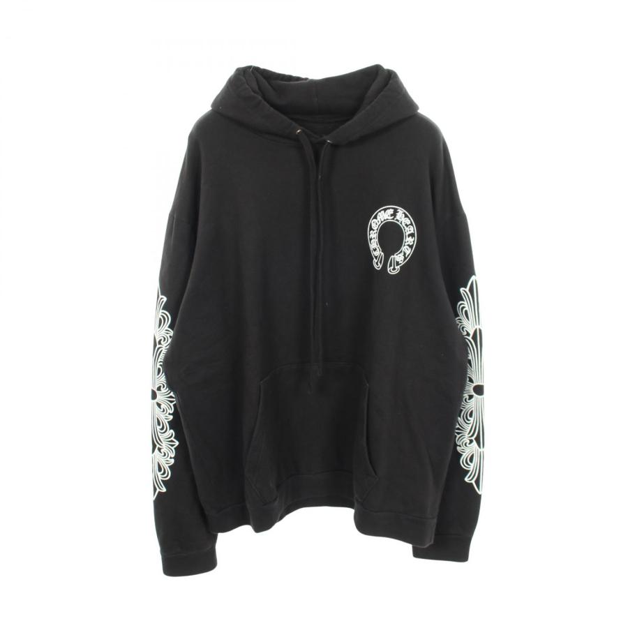 クロムハーツ CHROME HEARTS ホースシュー アームフローラルプリント パーカー 衣料品 トップス コットン メンズ ブラック系 【中古】 クロムハーツ ホースシュー アームフローラルプリント ブランドオフ