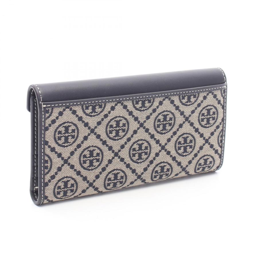 【未使用】トリーバーチ Tモノグラム ジャガード スリム 長財布 ネイビー TORY BURCH（トリーバーチ） Tモノグラム エンベロープ ロング