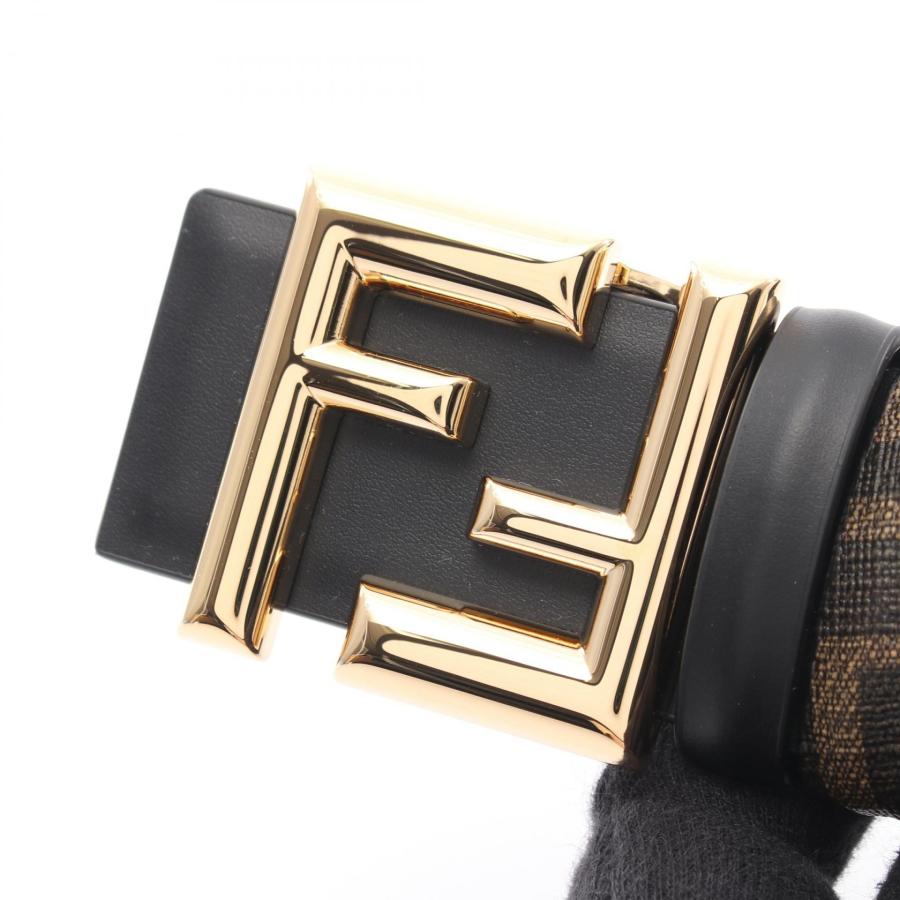 フェンディ ラウンド FFベルトズッカ リバーシブル ブランドオフ FENDI レザー ベルト カーフレザー メンズの画像