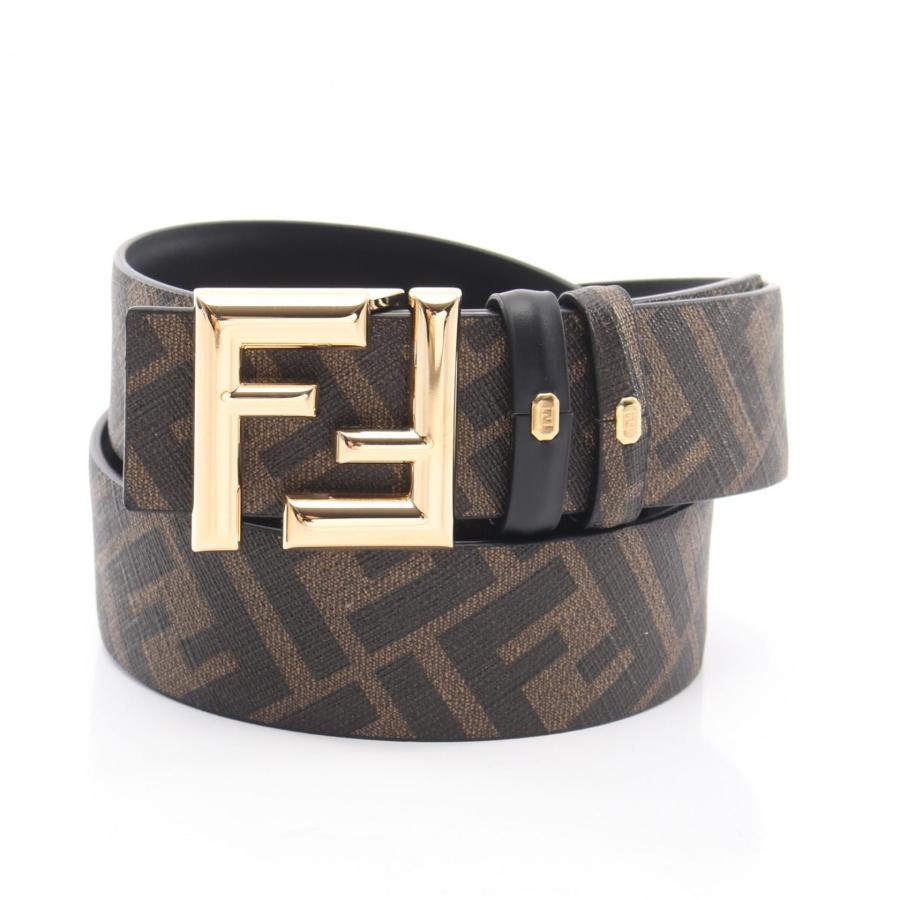 フェンディ ラウンド FFベルトズッカ リバーシブル ブランドオフ FENDI レザー ベルト カーフレザー メンズの画像