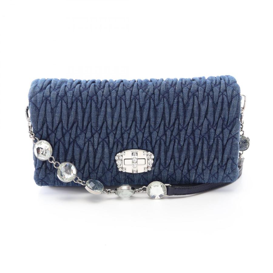 MIUMIU ミュウミュウ　ナッパクリスタル　デニムショルダーバッグ　マテラッセ ミュウ DENIM CRYSTAL マテラッセ ブランドオフ Miu デニム ショルダー