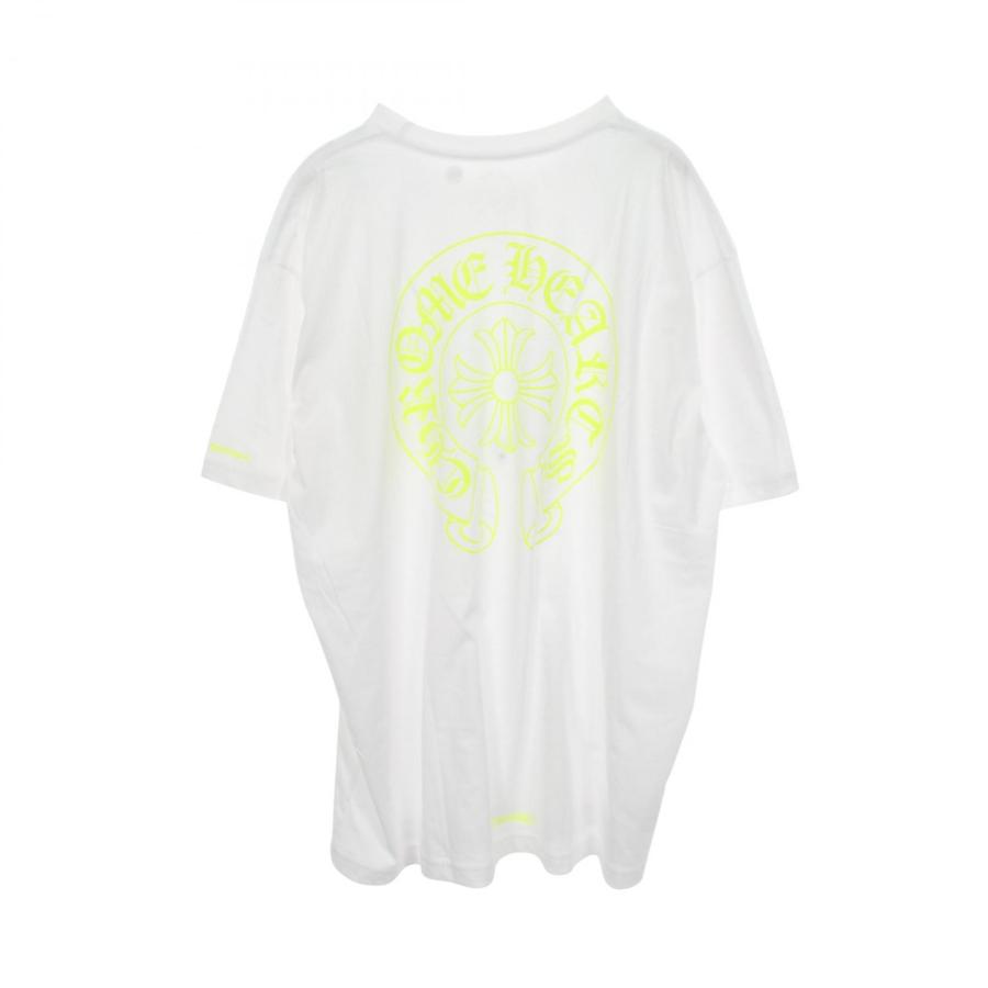 クロムハーツ ネオンイエロー ホースシュー ショートスリーブ Tシャツ ホワイト クロムハーツ ホースシュー バックプリント ネオンカラー ポケット付き