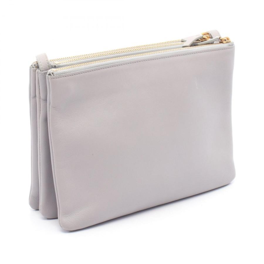 【美品】現行品 セリーヌ トリオ ラージ グレー ショルダーバッグ 保存袋付き CELINE（セリーヌ） TRIO LARGE トリオ ラージ ブランドオフ レザー
