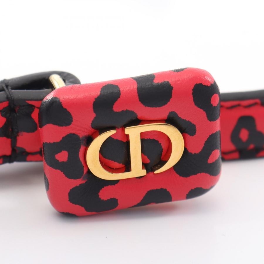 ディオール CDロゴ レオパード ブランドオフ Dior レザー ベルト 中古