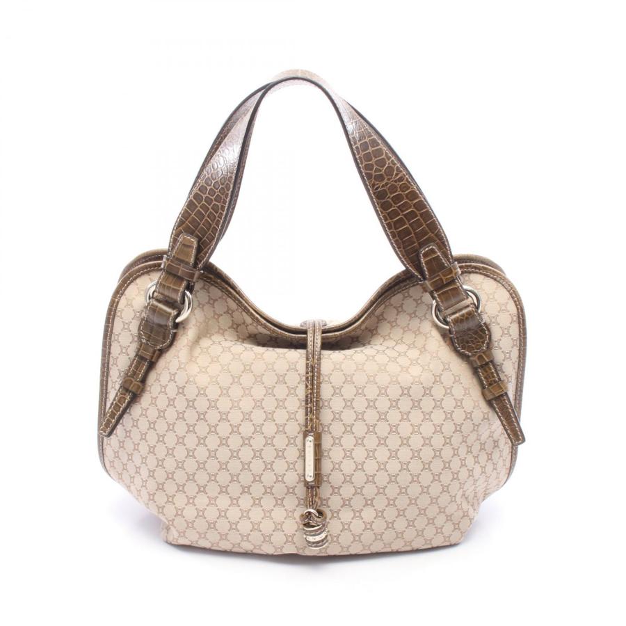 CELINE Cマカダム クロコ　ハンドバッグ CELINE（セリーヌ） マカダム クロコ型押し ブランドオフ キャンバス