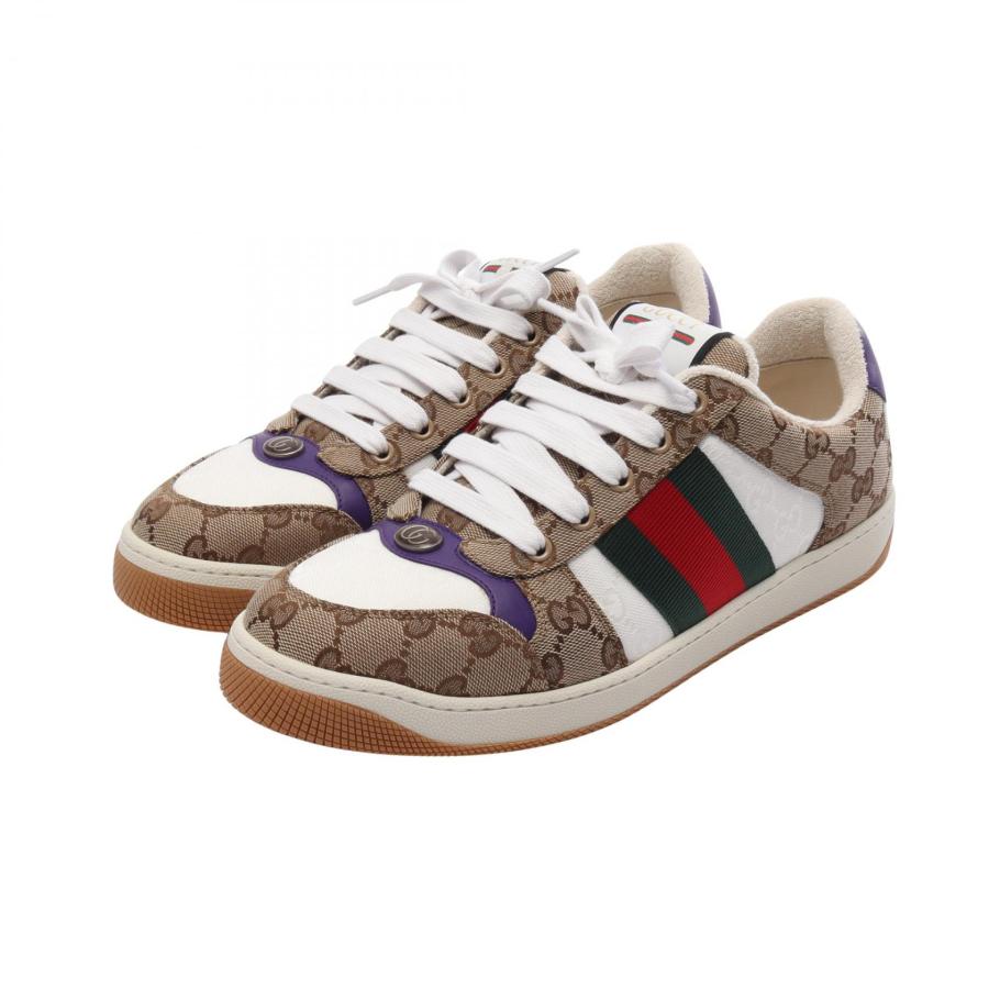グッチ GUCCI スクリーナー GGキャンバス シェリーライン スニーカー 靴 キャンバス メンズ ベージュ系 / ブラウン系 / マルチカラー 【中古】 GUCCI（グッチ） スクリーナー GGキャンバス シェリーライン ブランド