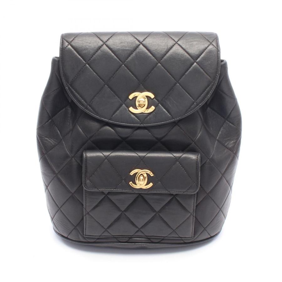 本物 美品 chanel ラムスキン ターンロック ブラック リュックサック CHANEL（シャネル） マトラッセ ターンロック チェーン ブランドオフ
