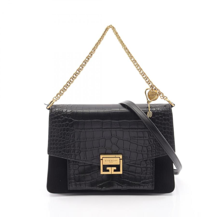 旅行用品 GIVENCHY クロコダイル型押し ブラックレザーボストンバッグ