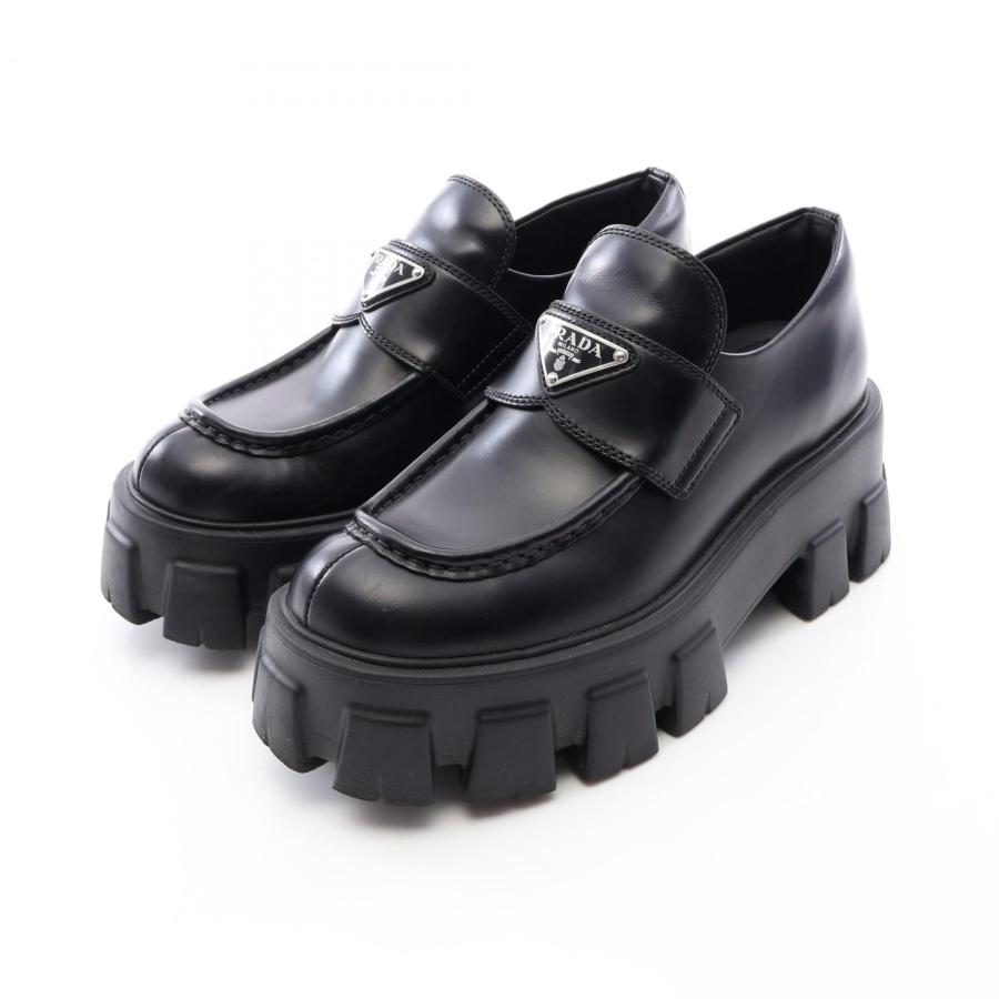 え*み様 PRADA 三角プレートローファー24〜24.5裏張　プラダ PRADA（プラダ） 三角プレート 厚底 ブランドオフ レザー ローファー