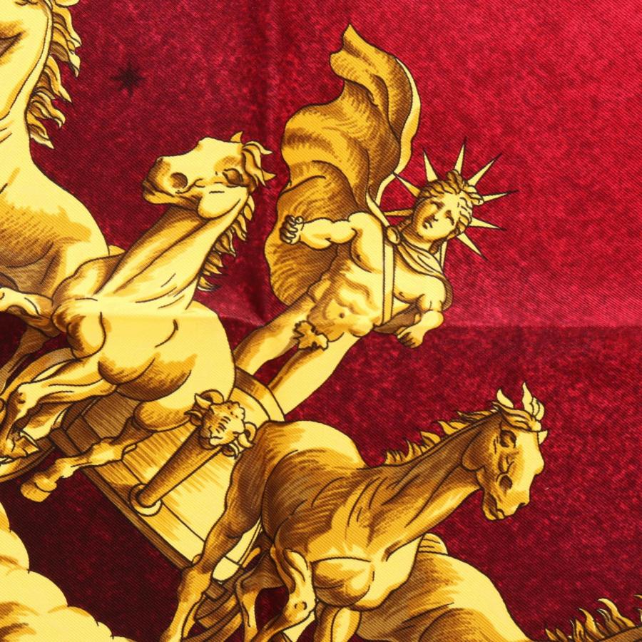 HERMÈS エルメス カレ90 トルコの馬 レッド系 スカーフ タグなし HERMES（エルメス） カレ90 COSMOS ブランドオフ シルク スカーフ 中古