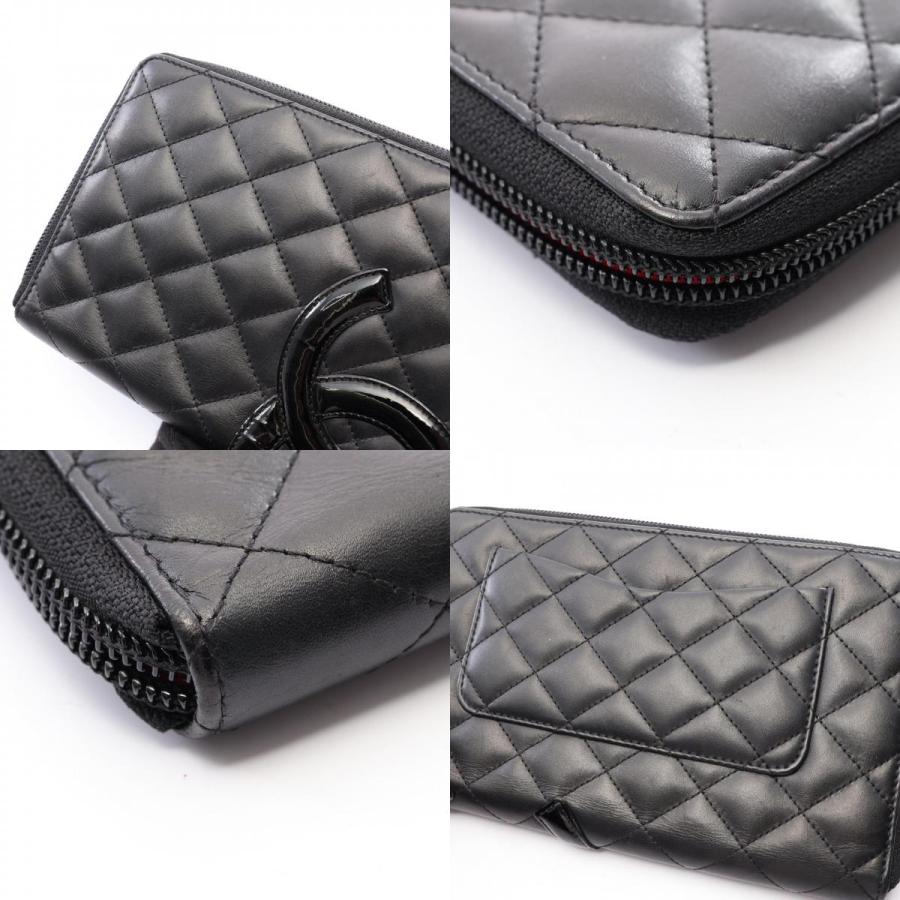 CHANEL ラウンドファスナー長財布カンボンラインのカーフブラック CHANEL（シャネル） カンボンライン ブランドオフ レザー ラウンド長