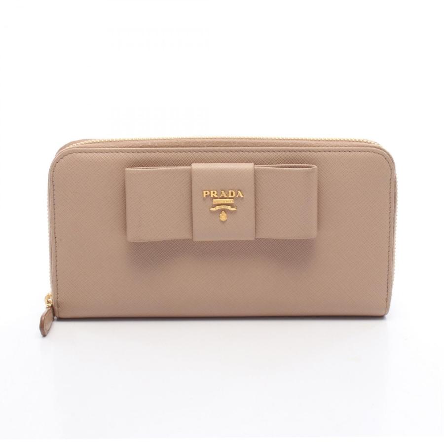 PRADA（プラダ） リボン ブランドオフ レザー ラウンド長財布 カーフ