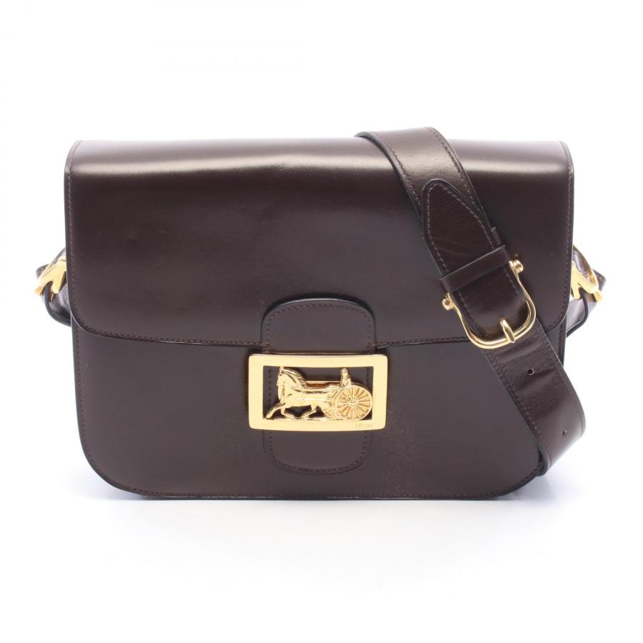 ちぇぽ セリーヌ レザー パース 新品同様 CELINE（セリーヌ） ホースキャリッジ ブランドオフ レザー ショルダー