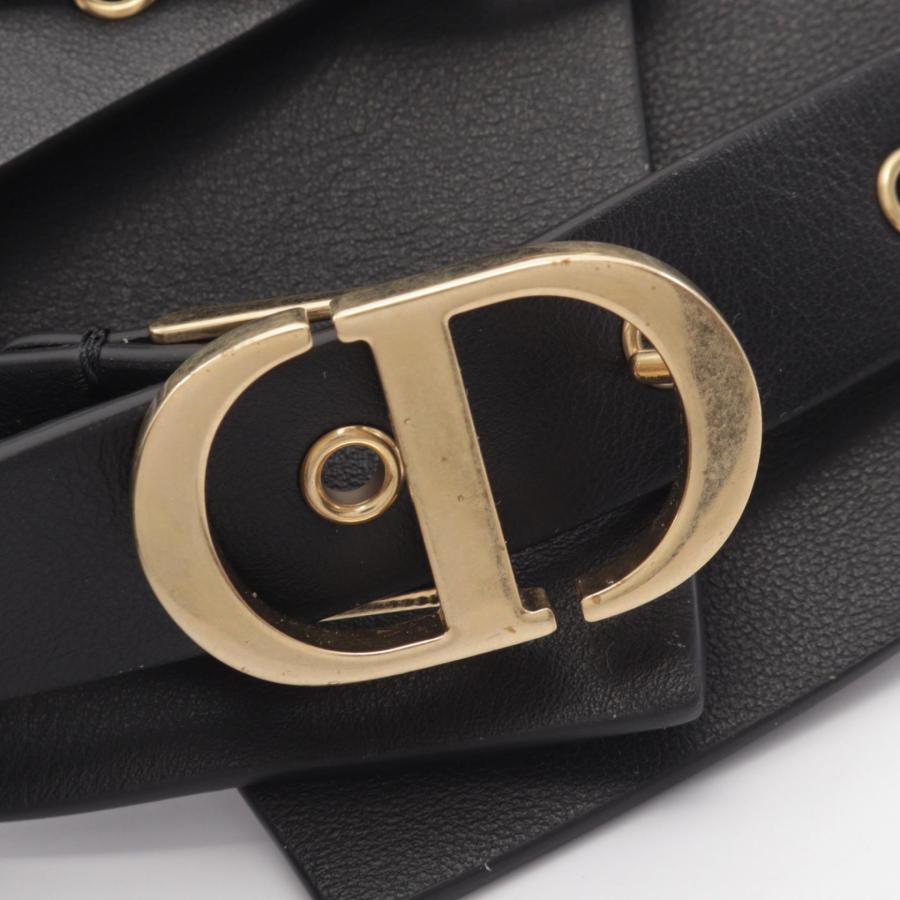 ディオール CDロゴバックル フラワー刺繍 ブランドオフ Dior レザー