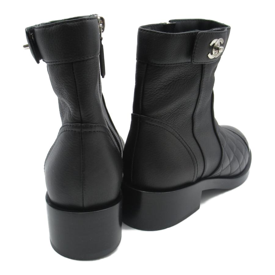 CHANELレザーショートブーツ org.jpg