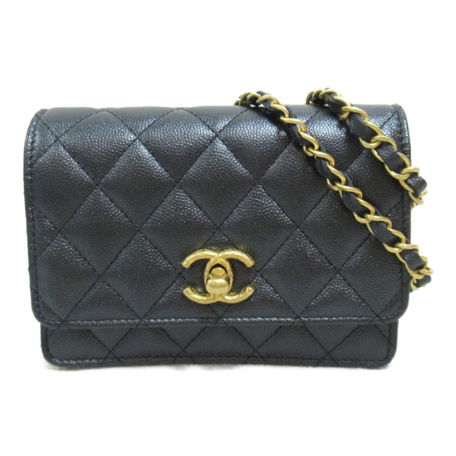 美品 シャネル ミニ マトラッセ チェーン ショルダー ウォレット キャビア CHANEL シャネル ミニマトラッセ チェーンウォレット ショルダー