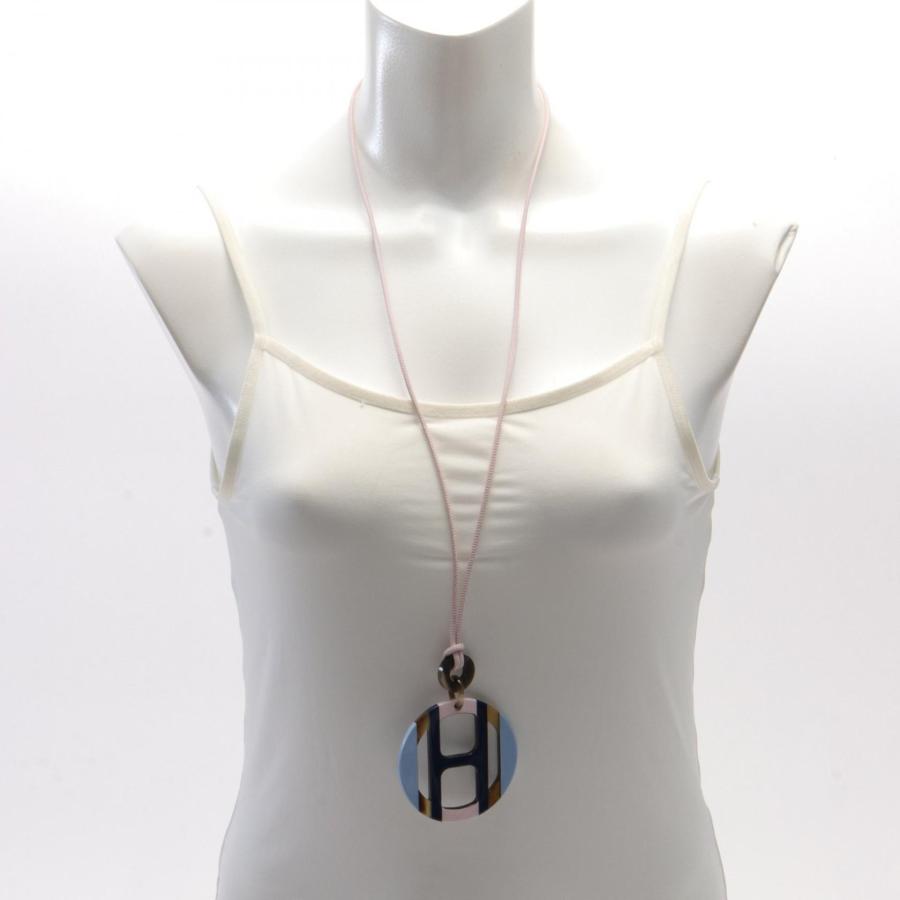 HERMES エルメス Hエキップ ブランドオフ レザー ネックレス 