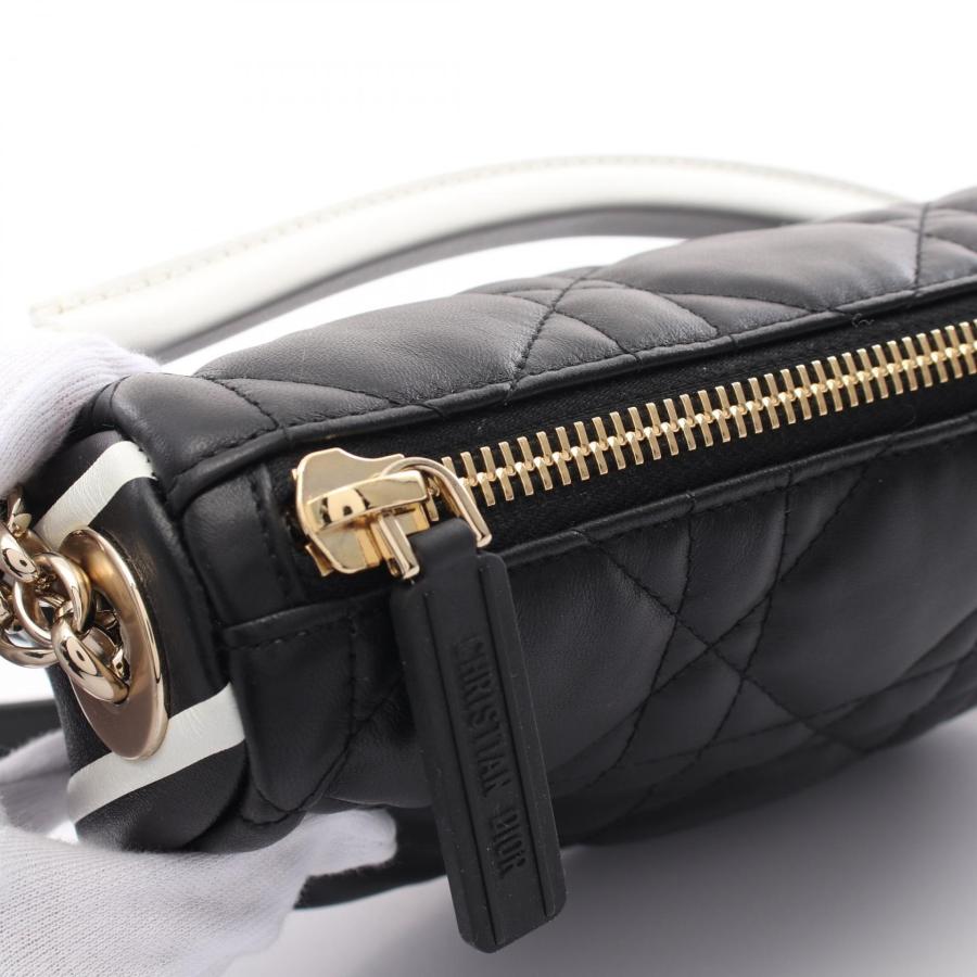 【中古】クリスチャン  ディオール  Christian  Dior  ラムスキン  カナージュ  ヴァイブ  ホーボー  ショルダーバッグ  ブラック/ホワイト/MA2602008 Christian Dior（クリスチャン・ディオール） 中古 ディオール