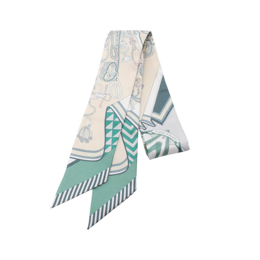 HERMES シルク スカーフ ホワイト・ブルー 約85cm