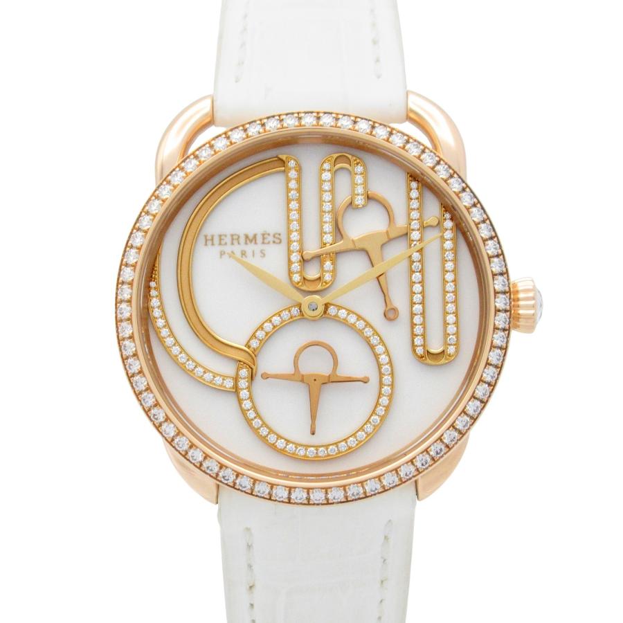 エルメス HERMES アルソー グラン・トゥラララ ブリッド・エ・モール 腕時計 時計 K18PG（ピンクゴールド） ダイヤモンド 革 レディース ホワイト系 AR12.671 【中古】 HERMES（エルメス） アルソー グラン・トゥラララ ブリッド・エ