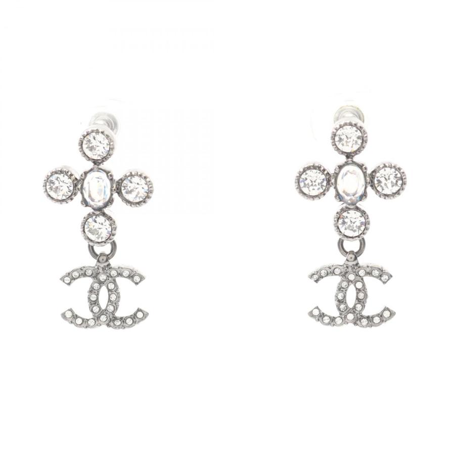美品✨シャネル　ココマーク　メタル＆ストラス  シルバー　ピアス　片耳 シャネル ピアス CHANEL EARRING AB7014 ココマーク メタル ストラス