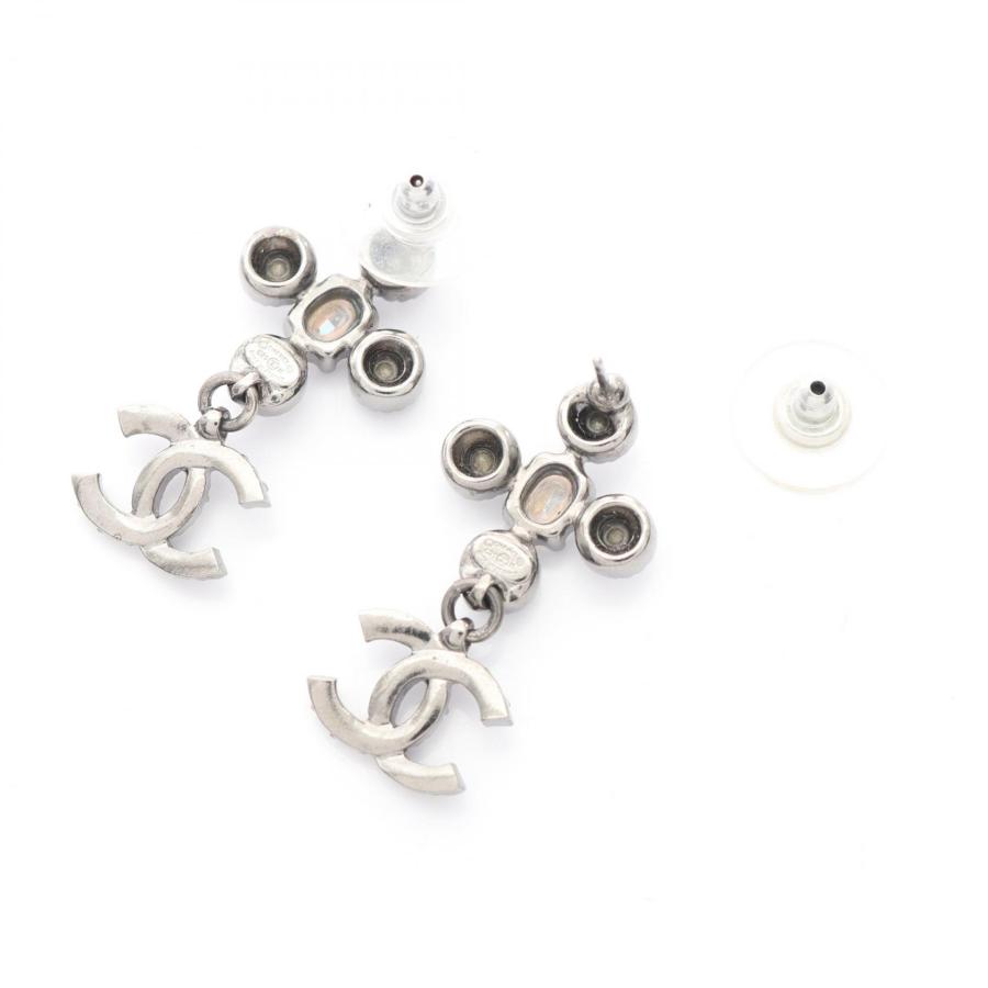 美品✨シャネル　ココマーク　メタル＆ストラス  シルバー　ピアス　片耳 注文 シャネル ココマーク ピアス 片耳のみ シルバー メタル ライン