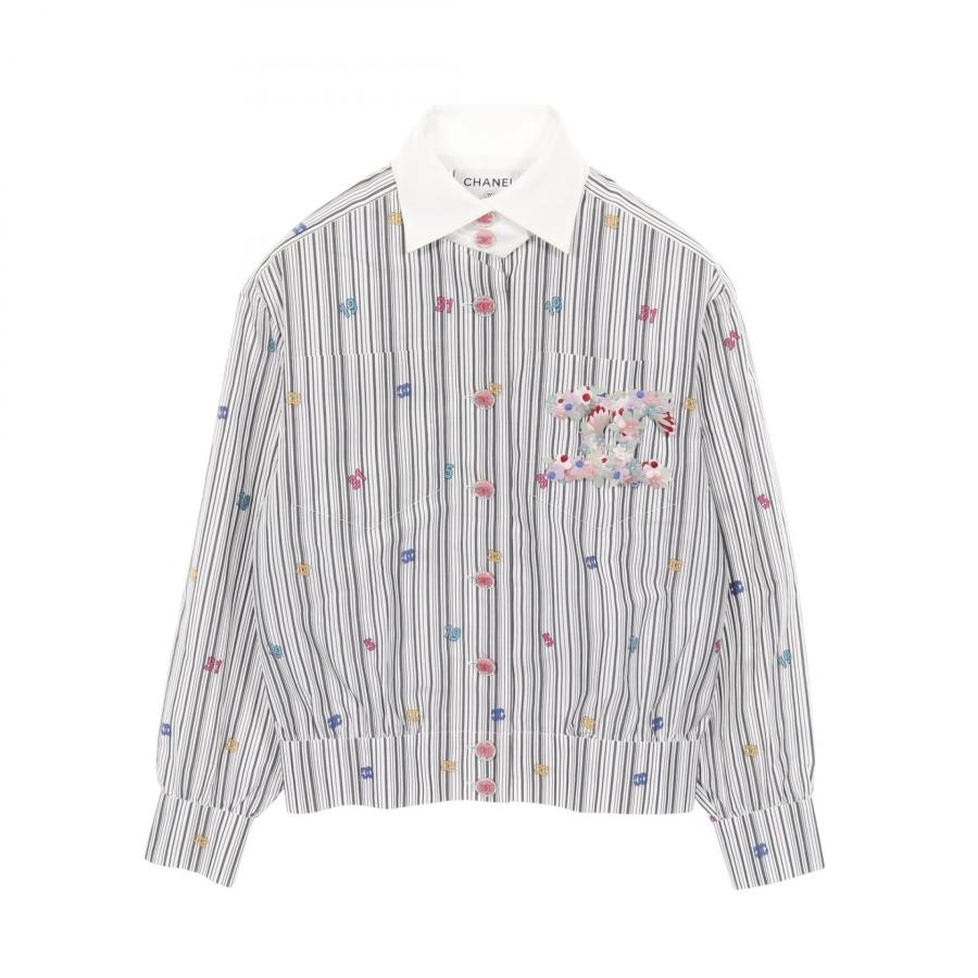 CHANEL（シャネル） フラワーココマーク ストライプ シャツ ブランド 
