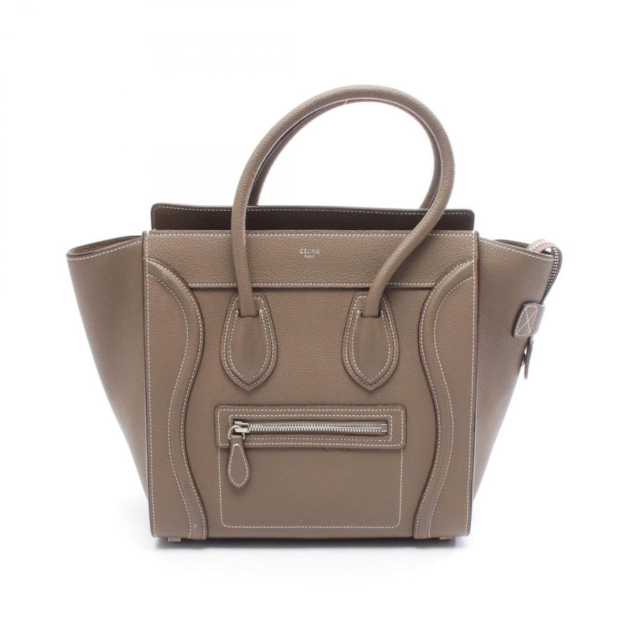 GW大幅値下　セリーヌ　ラゲージ　スリ　グレージュ　マイクロドラムドカーフスキン CELINE（セリーヌ） ラゲージ マイクロ ショッパー ブランドオフ