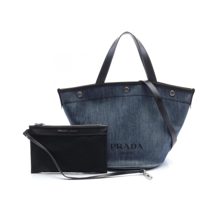 PRADA プラダ DENIM+CITY CALF ブランドオフ デニム トート PRADA プラダ DENIM+CITY CALF ブランドオフ デニム トート