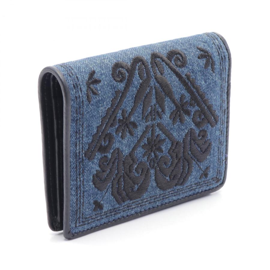ミュウ DENIM RICAMO ブランドオフ Miu デニム 二つ折り財布 デニム