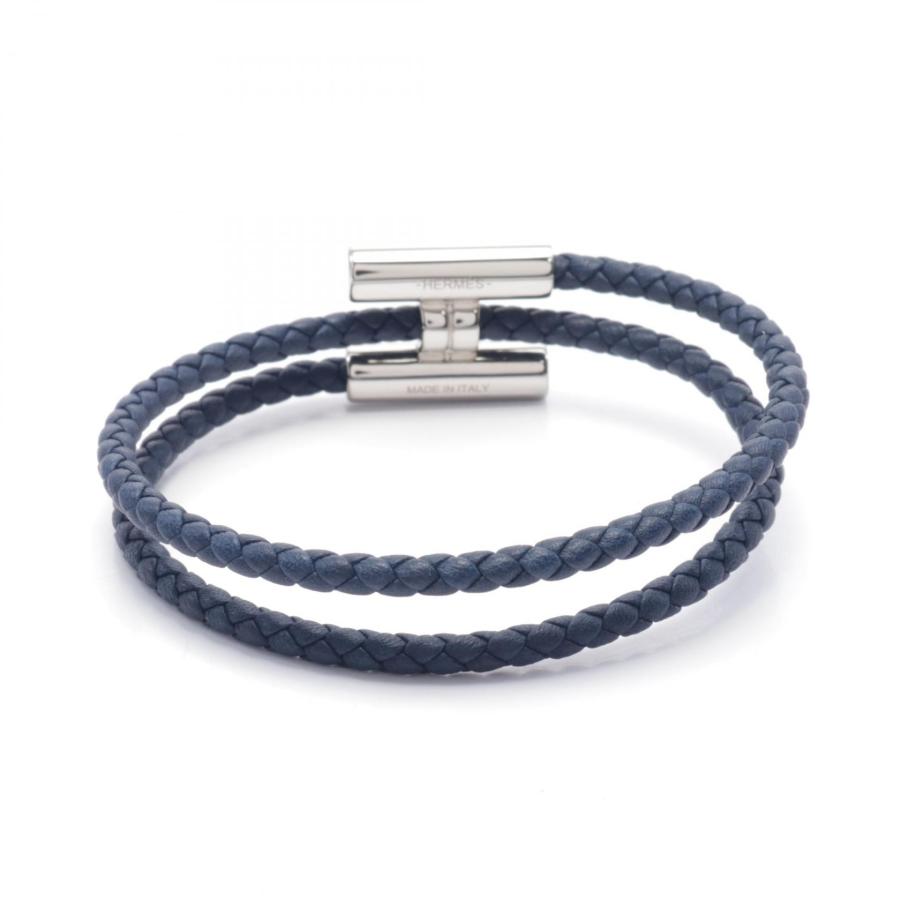 極美品 エルメス　トゥルニ　トレッセ ブレスレット ダークブラウン　シルバー HERMES エルメス ブレスレット トゥルニ トレッセ スイフト 黒