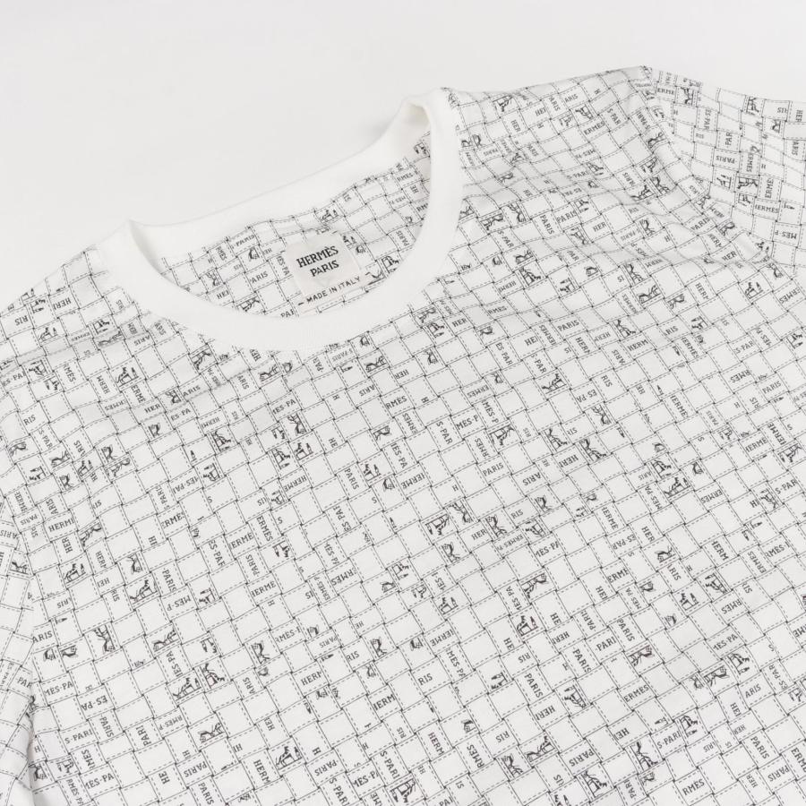 エルメス HERMES BOLDUC AU CARRE ボルデュック チェック カットソー 衣料品 トップス コットン レディース ホワイト系 / ブラック系 【中古】 HERMES - エルメス HERMES BOLDUC AU CARRE ボルデュック チェック