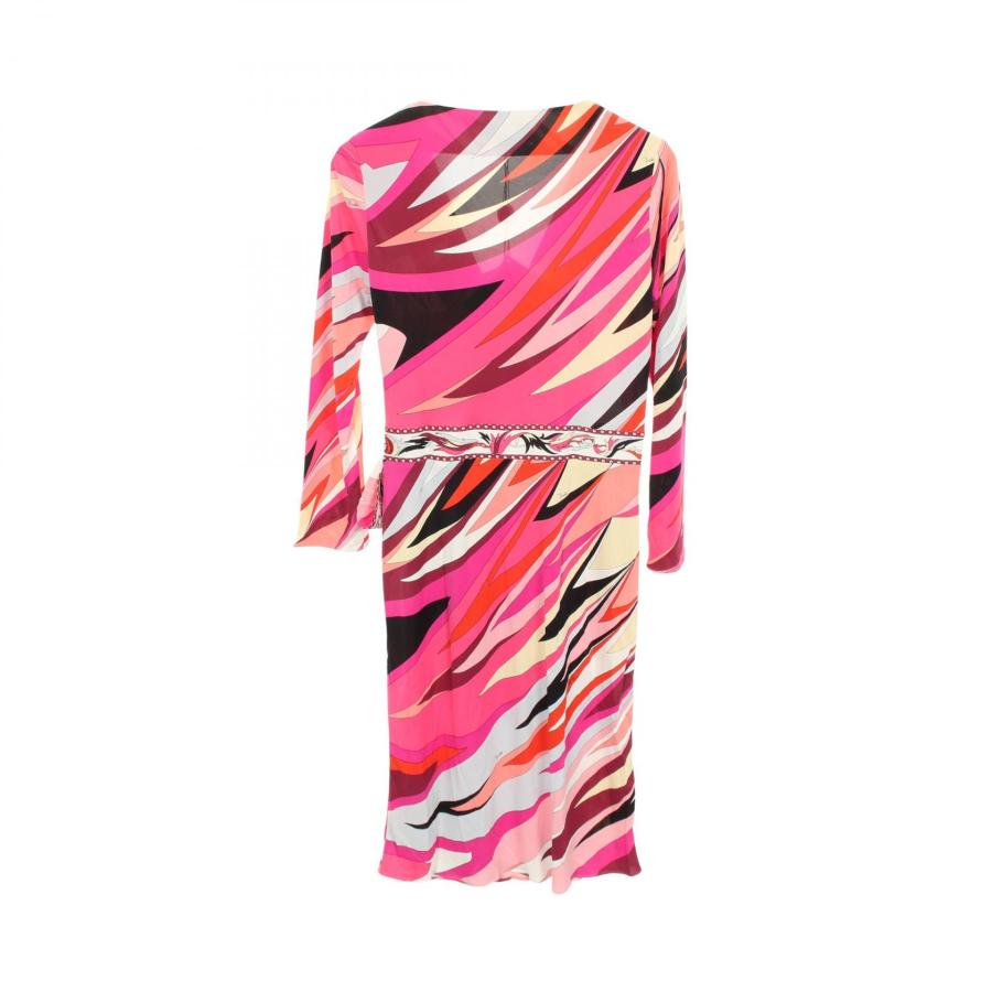 EMILIO PUCCI プッチ柄ロングワンピース ピンク ベルト 収納袋付き EMILIO PUCCI（エミリオプッチ） ブランドオフ レーヨン ワンピース