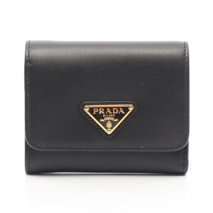 PRADA（プラダ） CITY CALF TAB ブランドオフ レザー 三つ折り長財布
