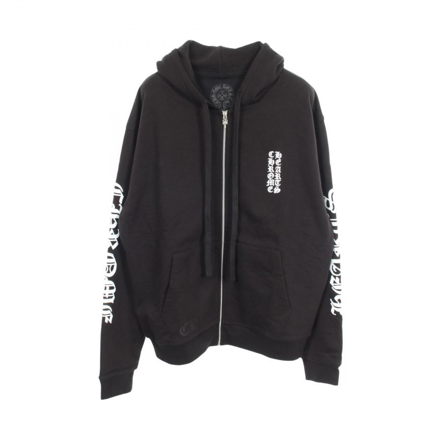 美品　CHROME HEARTS バーティカルロゴ パーカー ブラック　L クロムハーツ バーティカルロゴ ブランドオフ CHROME HEARTS コットン