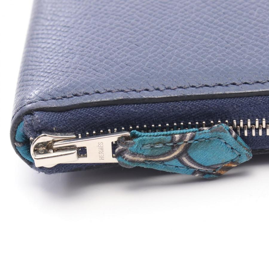 ■美品■　エルメス アザップロング 長財布 ウォレット エプソン ブルー □N刻 【470332】7 最高級美品】エルメス アザップロング シルクイン エプソン ブルー X