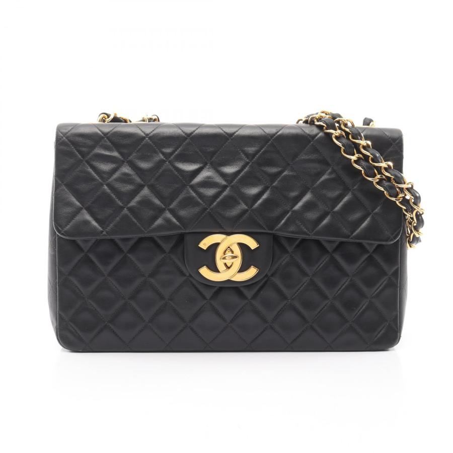 シャネル CHANEL デカマトラッセ34 Wフラップ ショルダーバッグ バッグ ラムスキン（羊革） レディース ブラック系 【中古】 CHANEL（シャネル） デカマトラッセ34 ブランドオフ ラムスキン（羊革