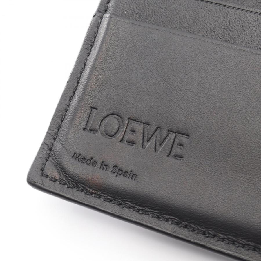 【美品特价SALE】アナグラム プレス加工 二つ折り財布 ブラック LOEWE（ロエベ） アナグラム ブランドオフ レザー 二つ折り財布 レザー