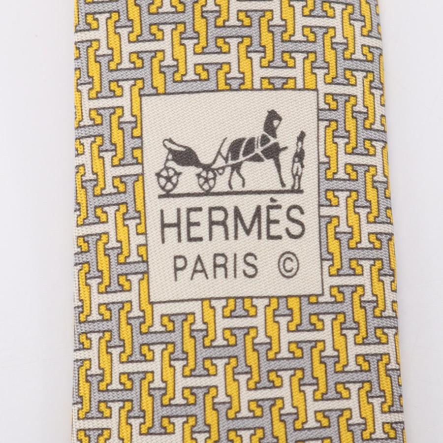 エルメス ネクタイ 新品 シルク ベージュ 白 ホワイト 総柄 Hロゴ マーク HERMES（エルメス） Hロゴ 総柄 ブランドオフ シルク ネクタイ 中古